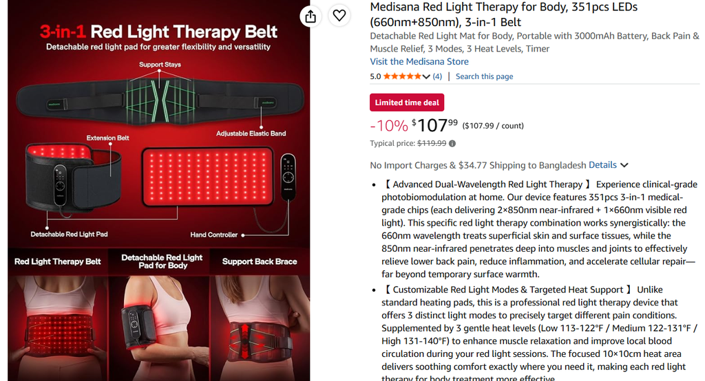 Red Light Therapy Belt for Pain Relief Red Light Therapy Belt for Pain Relief