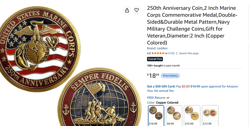 marine corps 250th anniversary coin